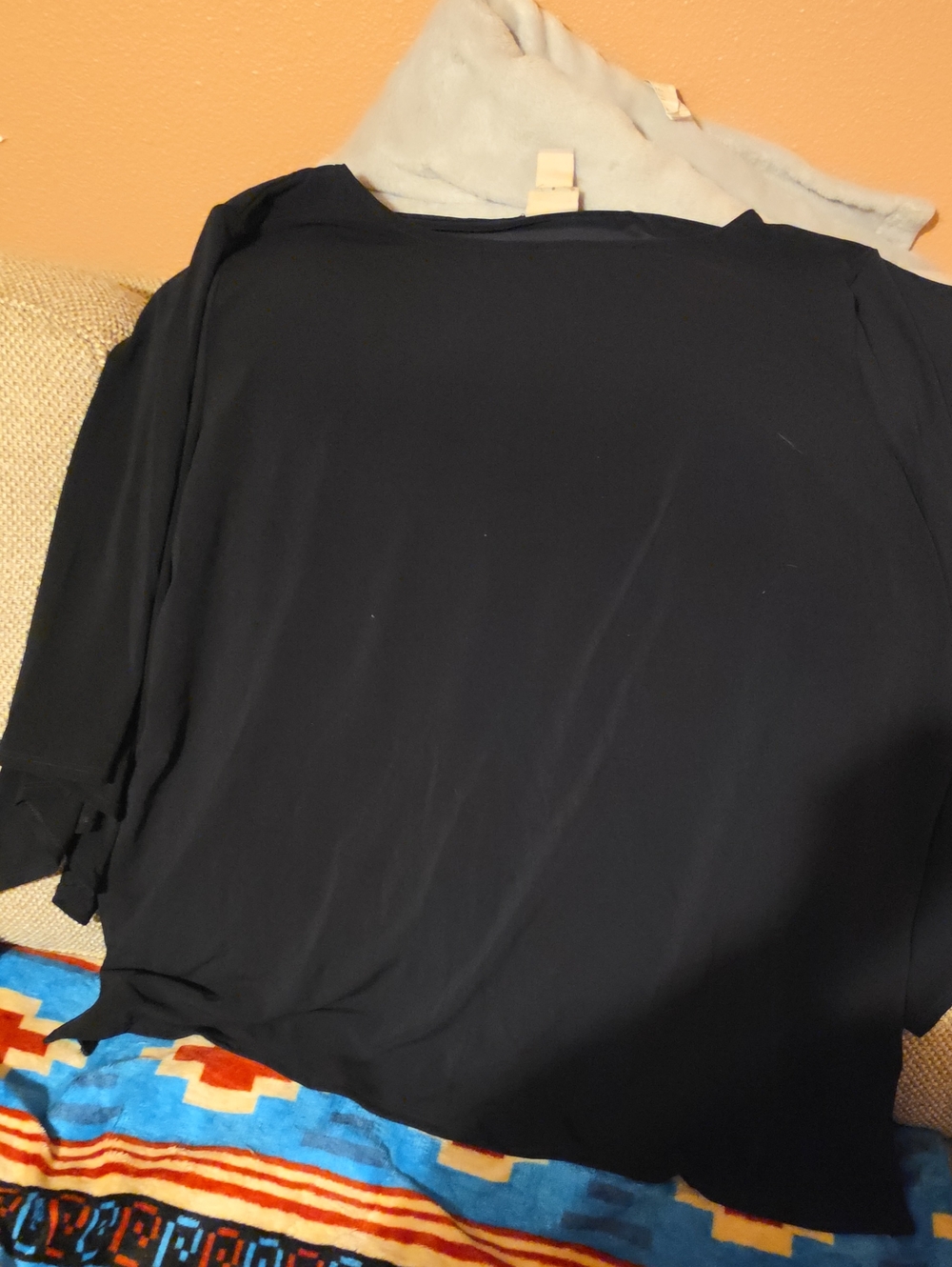 Chico's Black Long-Sleeve Tie-Cuff Top